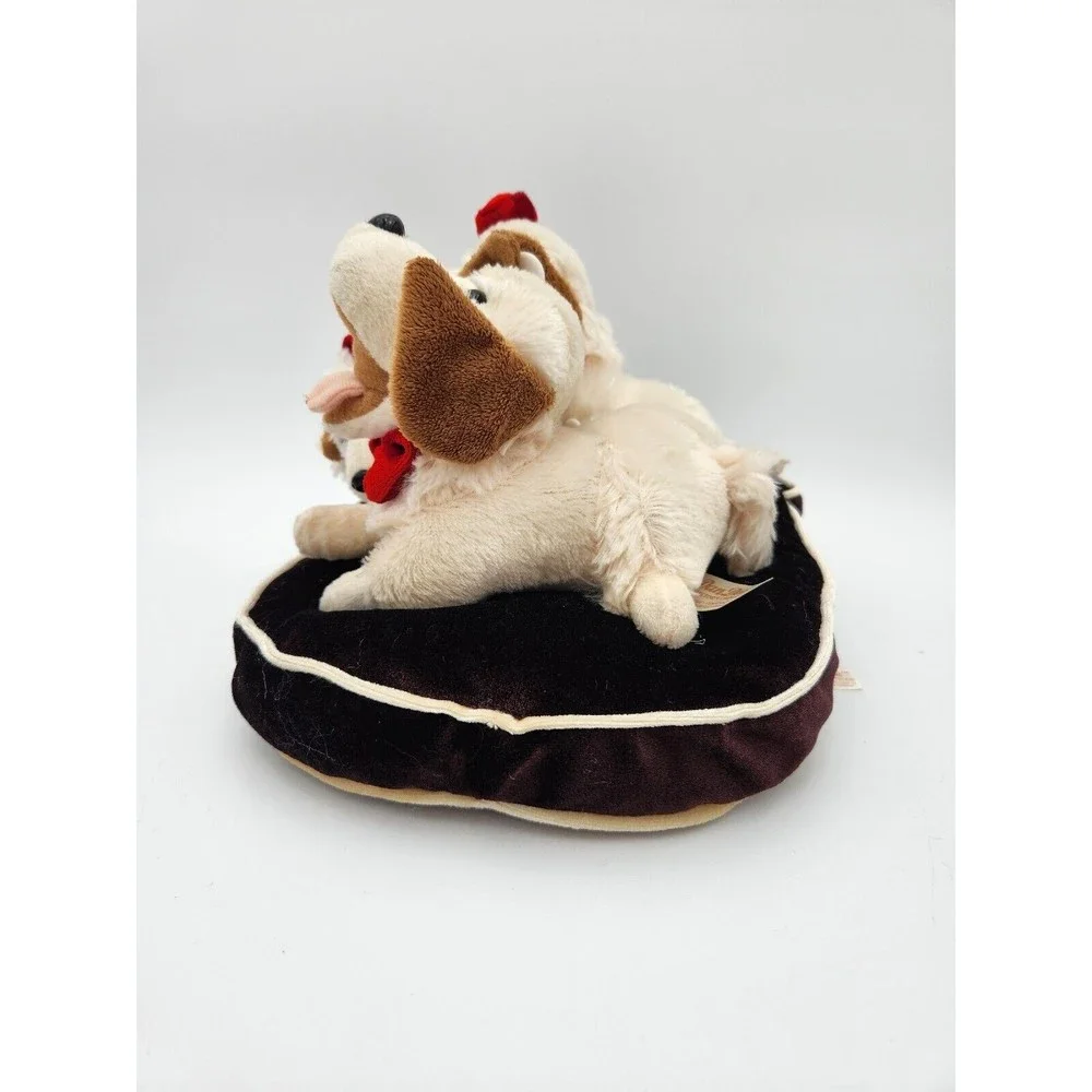 Christmas Plush 3 Puppies Sitting On Pillow Dan‎ Dee Yellow Dogs